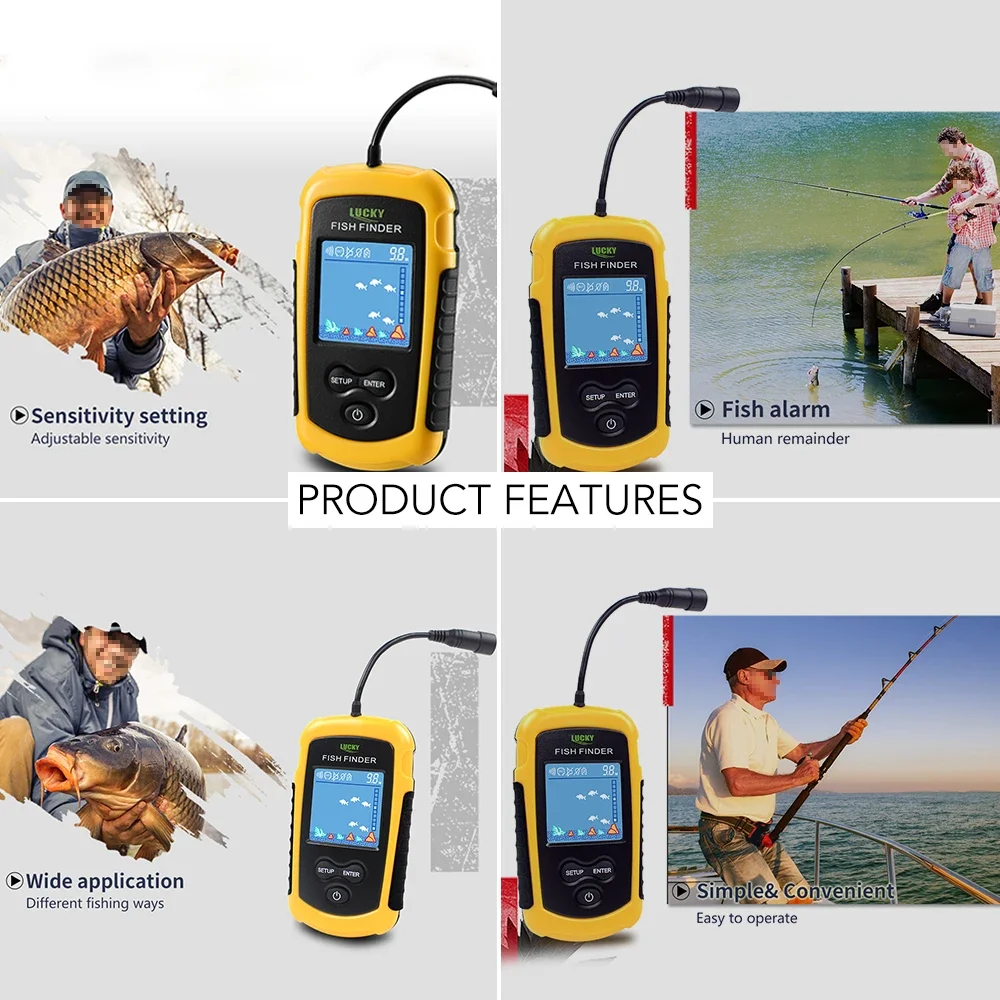 Lucky LCD Color Screen Portabl - Fish Finder Battery 评论和价格