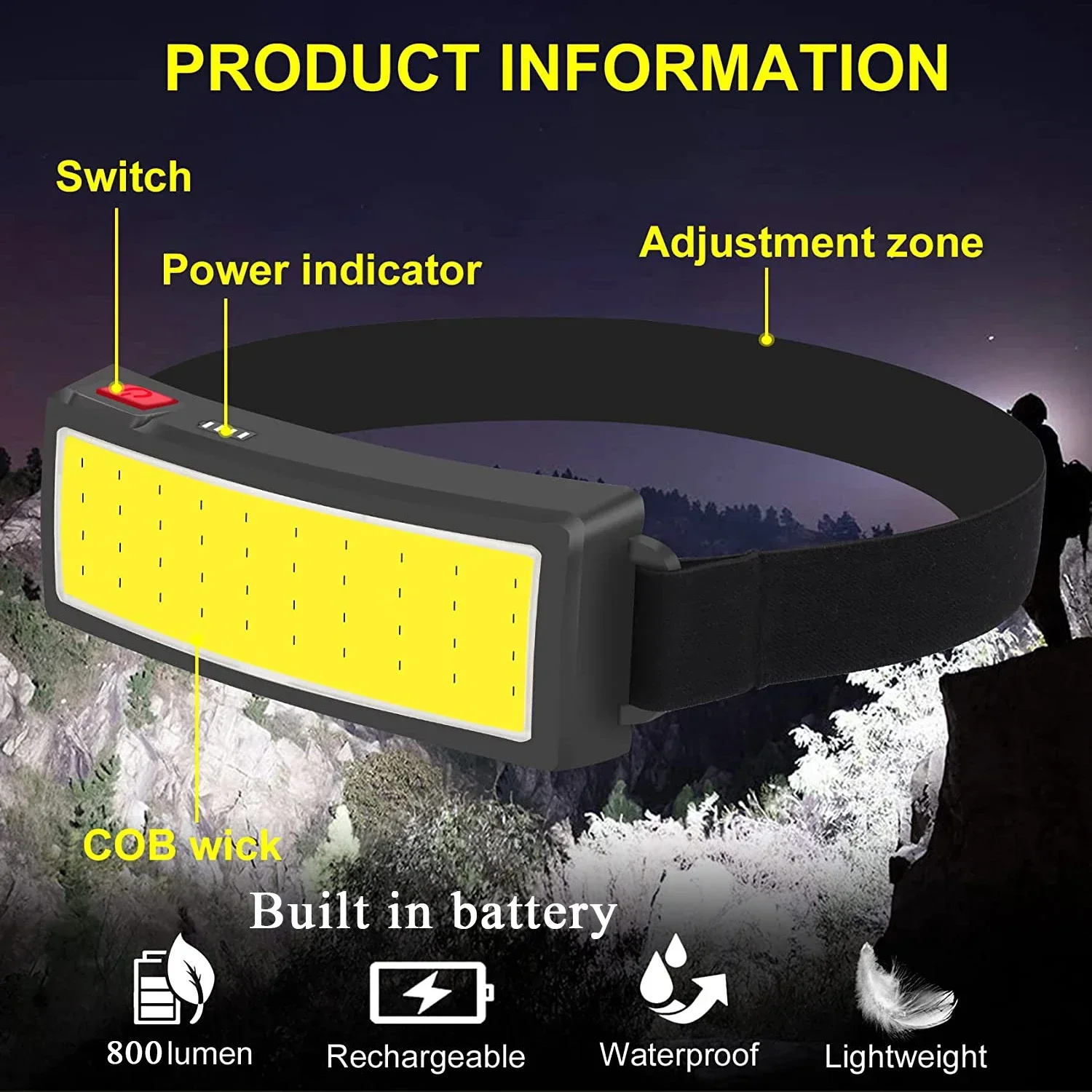 Powerful COB LED Headlamp Type - Fish Finder Battery 评论和价格